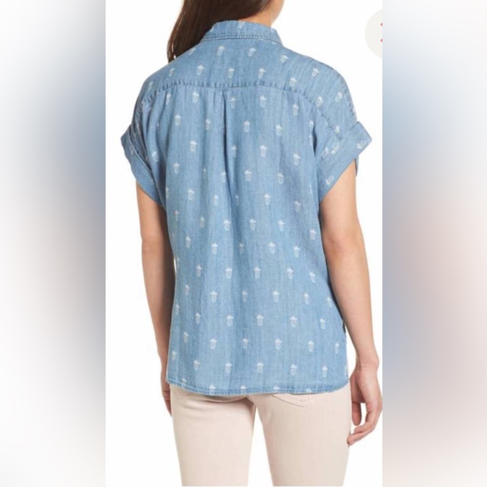 Rails Chambray Denim Pineapple Print Top Sz Small - image 3